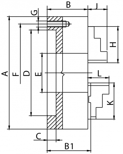 4-Backenspannfutter DIN6350 Zeichnung
