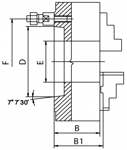 3-Backenfutter DIN 55027 Zeichnung